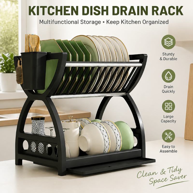 Kitchen Appliances Storage - 2 Tier Dish Drying Rack Kitchen