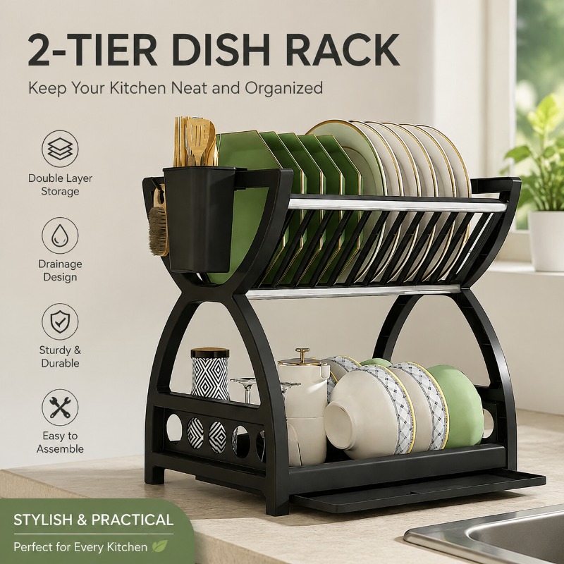 2 Tier Dish Drying Rack Kitche - Kitchen Appliances Storage review and price